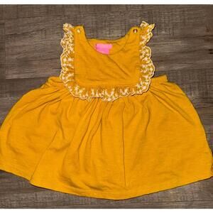 Isaac Mizrahi 18 Months Toddler Gold Bib Dress Lace Cottagecore Neutral